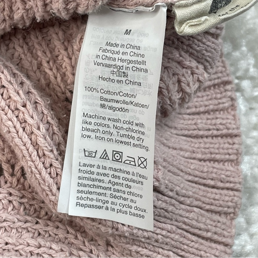 Madewell Chunky Cable Knit cardigan sweater pink preppy boxy medium - Picture 8 of 10
